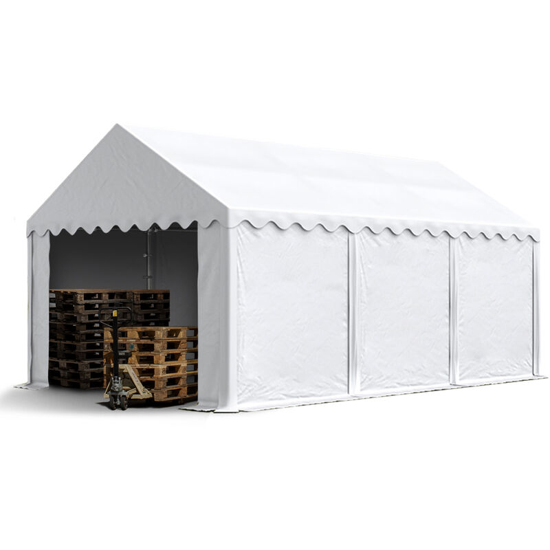 Intent24 - Tente de stockage 3x6 m abri bâche pvc 700 n imperméable blanc - blanc