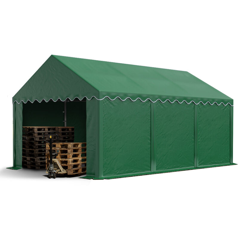 Tente de stockage 3x6 m abri bâche pvc 700 n imperméable vert foncé - vert - Intent24