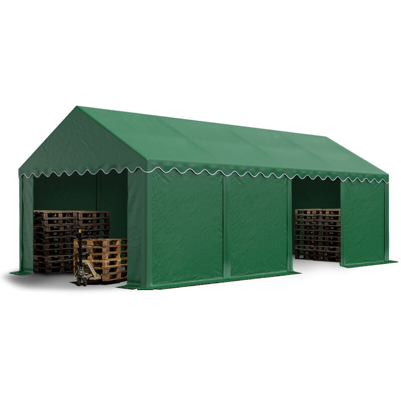 Intent24 - Tente de stockage 4x8 m abri bâche pvc 700 n imperméable vert foncé - vert