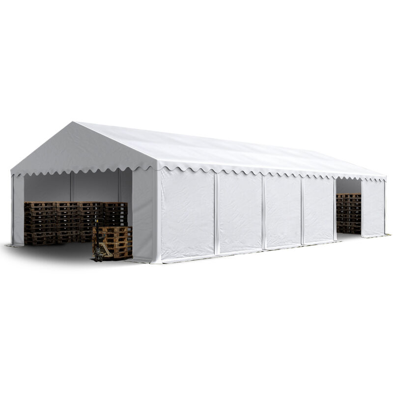 Intent24 - Tente de stockage 6x12 m abri bâche pvc 700 n imperméable blanc - blanc