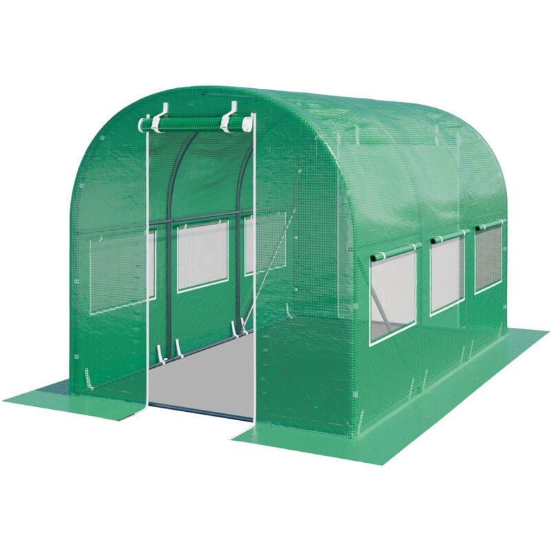 Serre de Jardin Serre Tunnel Plastique Robuste 2x3m - Bâche pe 180g/m² vert transparent - Toolport