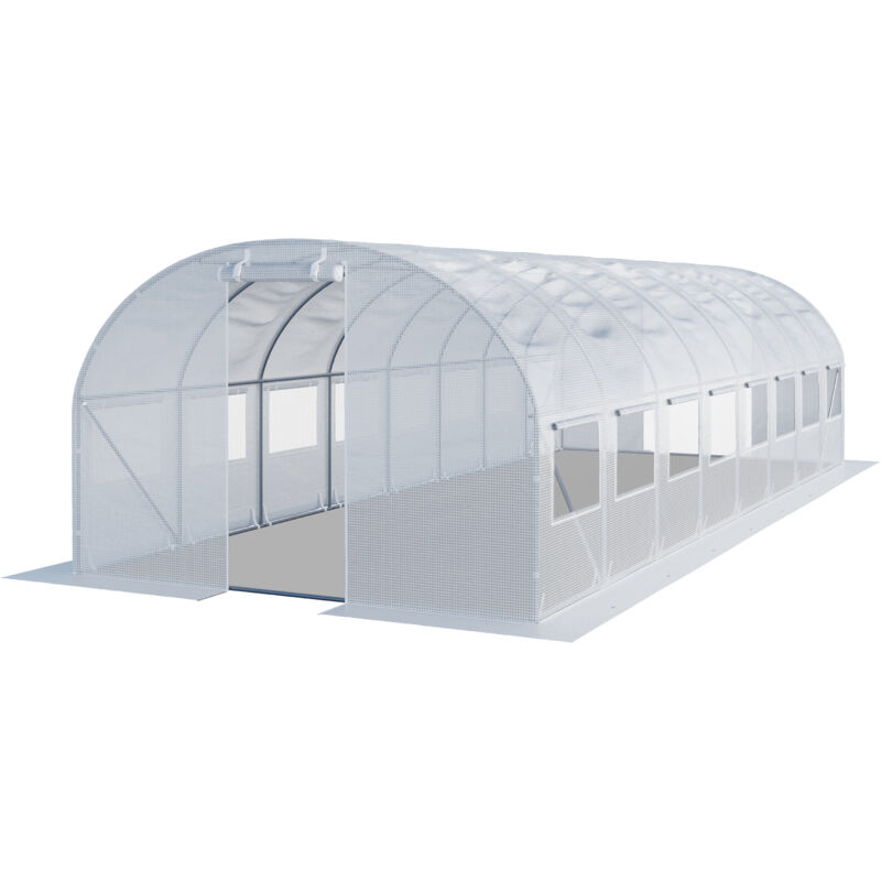 INTENT24 Serre de Jardin Serre Tunnel Plastique Robuste 3x8m - Bâche PE 180g/m² blanc transparent - blanc