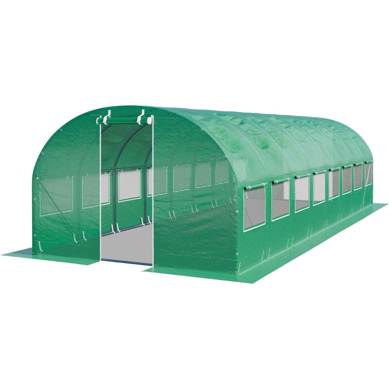 INTENT24 Serre de Jardin Serre Tunnel Plastique Robuste 3x8m - Bâche PE 180g/m² vert transparent - vert