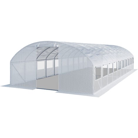 INTENT24 Serre de Jardin Serre Tunnel Plastique Robuste 4x10m - Bâche PE 180g/m² blanc transparent