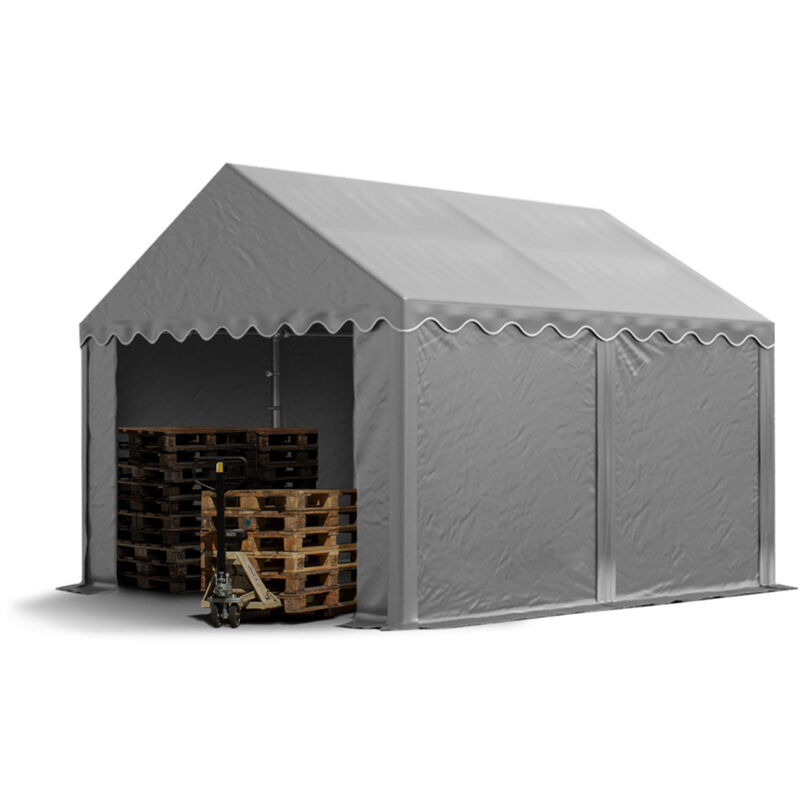 Tente de stockage 3x4 m abri bâche pvc 700 n imperméable gris - Toolport