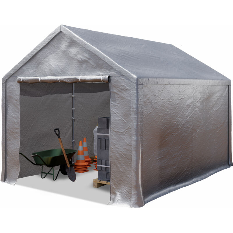 Intent24 - Tente de stockage 3x4 m Hangar de stockage Abri tente de garage Bâche pe 350 n étanche à l'eau en gris - gris