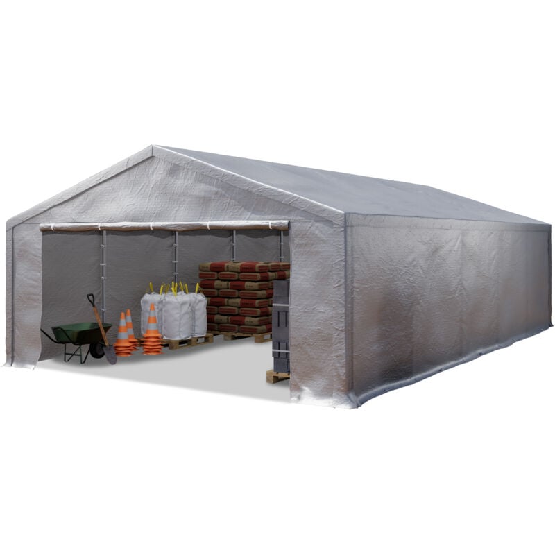 Tente de stockage 5x10 m Hangar de stockage Abri tente de garage Bâche pe 350 n étanche à l'eau en gris - gris - Intent24