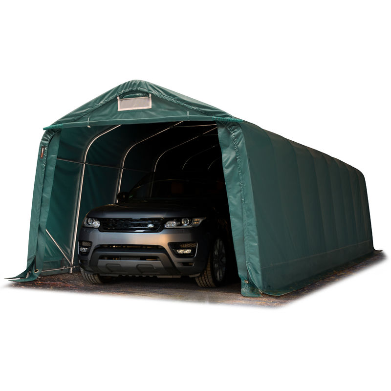 INTENT24 Tente-garage carport 3,3 x 9,6m d'élevage abri agricole tente de stockage bâche PVC 800 N armature solide vert fonce - vert