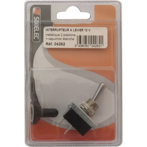 Inter 12v a levier + capuchon etanche/coque