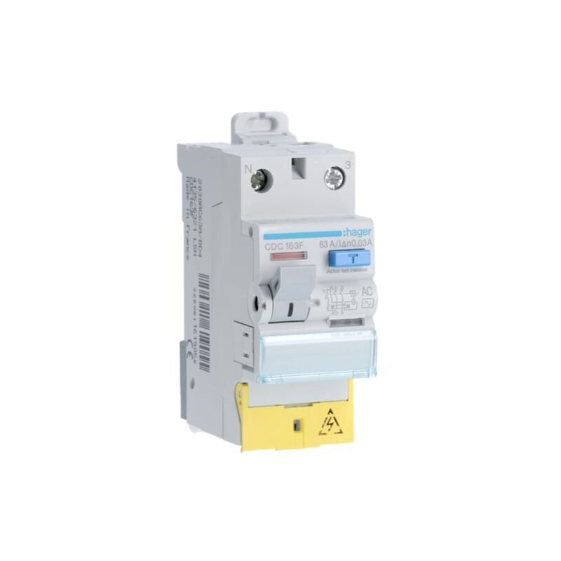 Hager - Interrupteur différentiel 1P+N 63A 30mA type ac à bornes décalées CDC163F