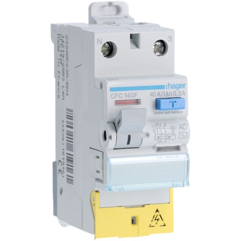 Hager - interrupteur différentiel 40a - 300 ma - 1 pôle + neutre - type ac - vis / vis