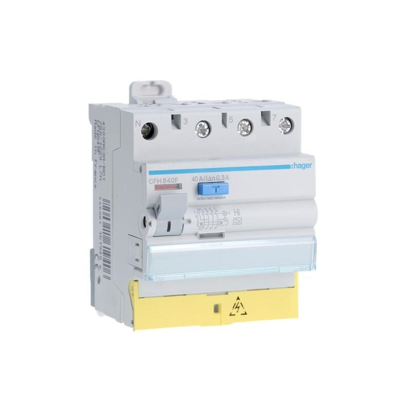 Hager - Interrupteur différentiel 3P+N 40A 300mA type haute immunité à bornes décalées CFH840F