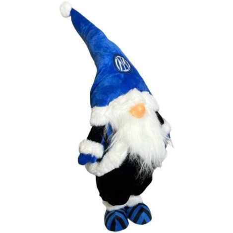 Inter  Gnomo Natale Arredo  57 Cm  Nero/Azzurro Prodotto Ufficiale