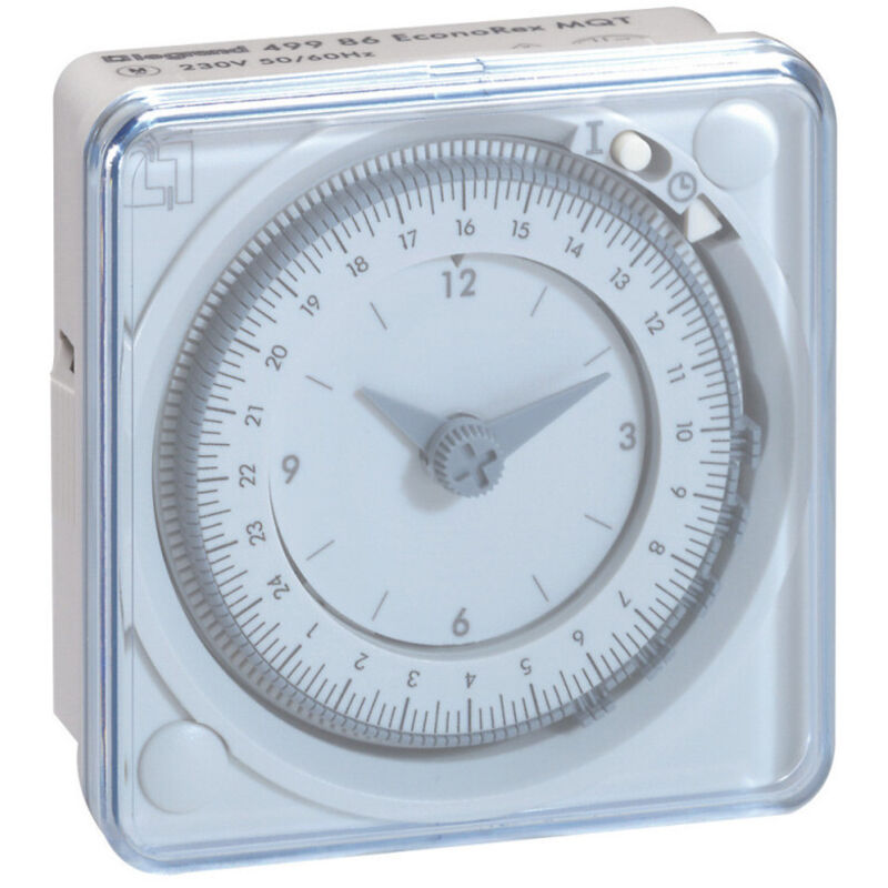Legrand – Interrupteur horaire programmable analogique 72x72mm – Connexion par languette – Tension 230V – Courant 16A – Programmation journalière