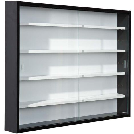 Inter Link Espositore da parete per oggetti da collezione Armadio con 4 ripiani 5 scomparti per miniature MDF Nero/Bianco (80x60x9,5 cm) Collecty Nero