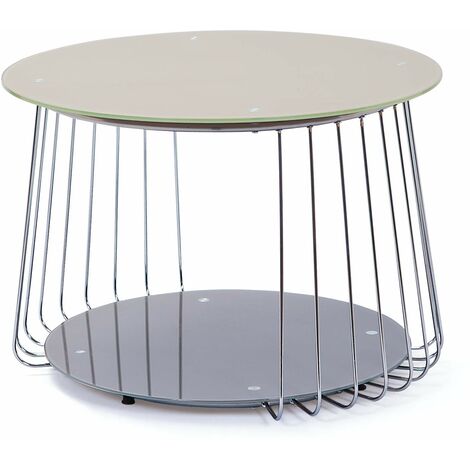 Inter Link - Tavolino - Tavolino - Tavolo da salotto - Struttura in metallo - Piano in vetro grigio pantone - Per soggiorno, ufficio, camera da letto - 70 x 70 x 50 cm - Riva
