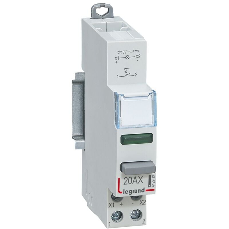 CX3 inter poussoir 1NO avec voyant vert 12/48V Legrand 412912