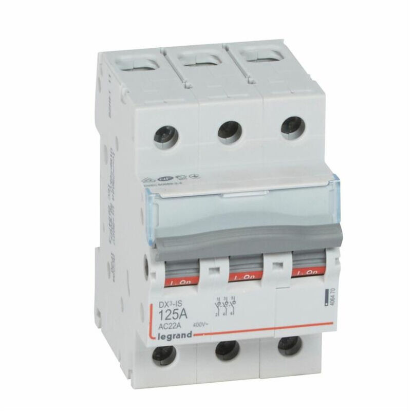 406470 Interrupteur sectionneur triphasé 3P 400V - 125A - 3 modules - Bornes à vis Legrand DX³-IS