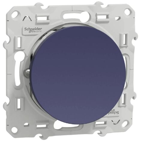 SCHNEIDER ELECTRIC Inter va-et-vient 10A bleu cobalt encastré avec support (sans plaque) bornes auto ODACE