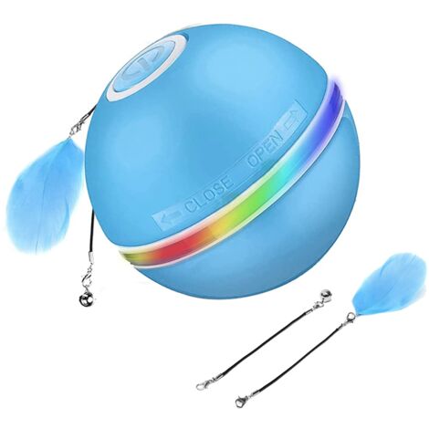 Interactive Cat Ball, LED Light, 360° Automatic Rotation, USB Charging, Auto Shut-Off After 30 Minutes, Blue