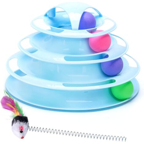 Interactive Cat Toy, Cat Toy, Four Ball Runway, Triple Layers Lap Track Cat Toy Companion Cat Toy (25 x 16.5cm)