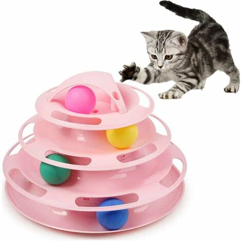 Interactive Cat Toy, Indoor Treadmill Cat Toy, Maze Cat Toys - Cat Treat Ball - Strong and Non-Slip - Pink