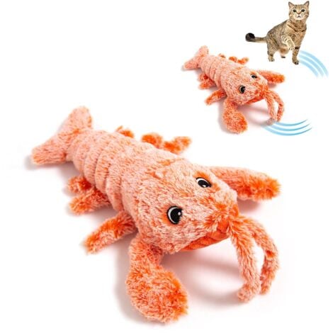 Interaktives elektronisches Fisch-Katzenspielzeug – weiches elektrisches Katzenspielzeug, wiederaufladbarer Katzenminzenbeutel – waschbarer Plüsch, 3 Geschwindigkeiten, USB-Kabel – spannendes Verfolgu