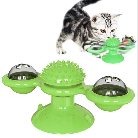 Interaktives Katzenspielzeug, drehendes Windmühlen-Katzenspielzeug, Hutbürsten-Re