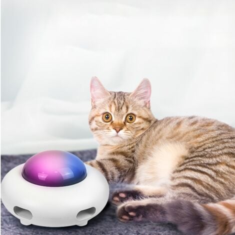 READCLY Interaktives Katzenspielzeug für Hauskatzen mit rotierender Feder, UFO, interaktives elektronisches Katzenspielzeug (Smart-Modus, geräuscharm, automatische Abschaltung, zufällige Bewegung der Feder, A