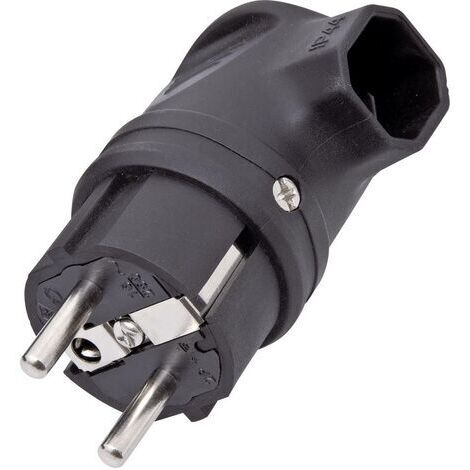 interBär 9004-004.01 Schutzkontakt-Winkelstecker Gummi  230 V Schwarz IP44
