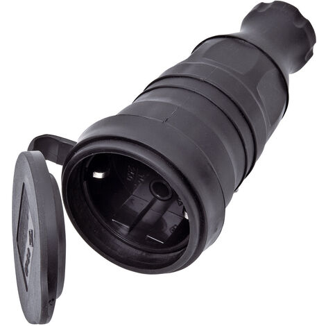 interBär 9005-004.01 Schutzkontaktkupplung Gummi  230 V Schwarz IP44