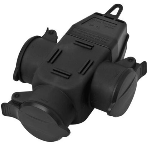 interBär 9007-004.01  3fach-Kupplung Gummi  230 V Schwarz IP44