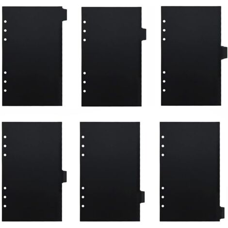 Intercalaires A6 pour classeur à 6 trous, séparateur d'index en plastique, intercalaires, classeur à anneaux, accessoires (6 feuilles, noir)
