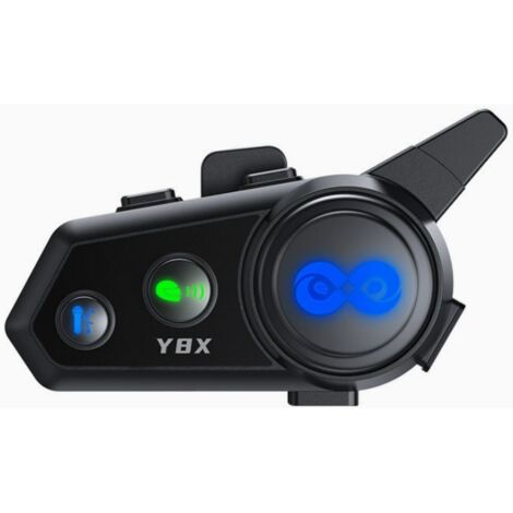 Intercom pour casque Y6X avec batterie 1000 mAh, 22 h d'autonomie en musique et 16 h en conversation, chat de groupe jusqu'à 4 motards (portée : 1000 m), haut-parleurs HD 40 mm, partage de musique et