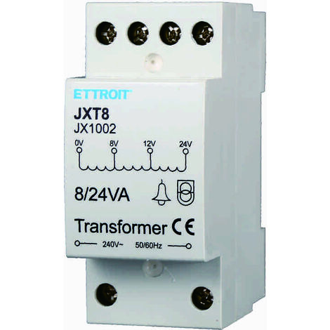 Intercom-Transformator von 220 V auf 8/12/24 V für Standard-DIN-Schiene – Eingang 220–240 V
