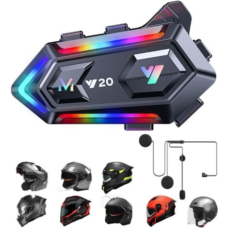 Intercomunicador Bluetooth 5.3 para Casco de Moto - Dual Cancelación de Ruido, Manos Libres, Impermeable, Auriculares con Música y Comunicador