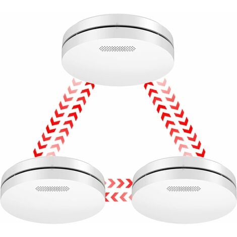 Interconnected Smoke Detector, 10 Years Battery, Smoke Detectors, Fire Alarm Smoke Detector, TÜV Tested, EN14604 & CE Certified, 3 Pieces
