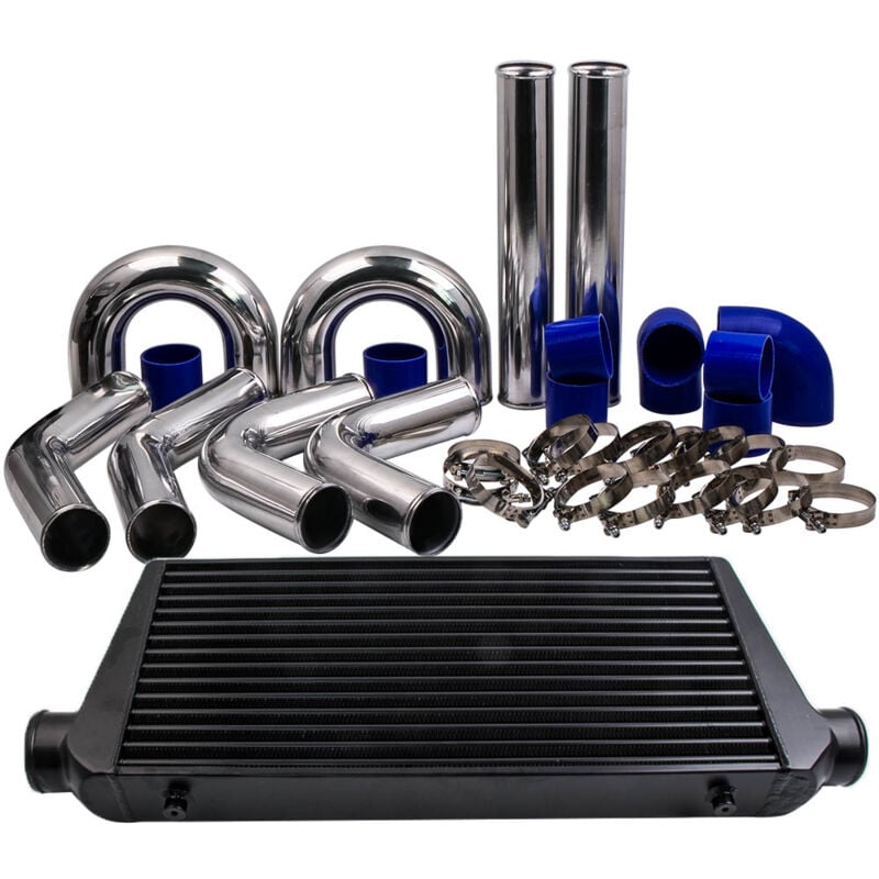 Maxpeedingrods - Intercooler 600x300x76mm + 3' aluminium Tuyaux Pipe Kit + Tuyaux en silicone