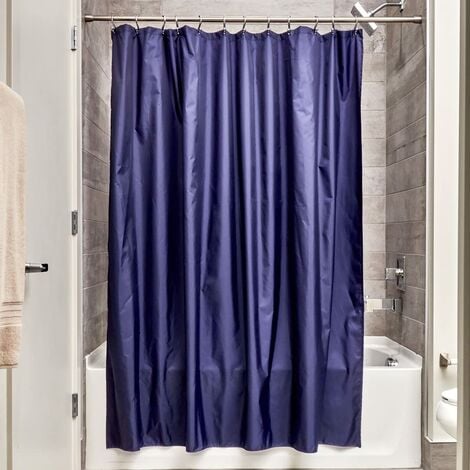 Tenda doccia o vasca in tessuto 240x200 cm bianca e blu - Frammenti di Gedy