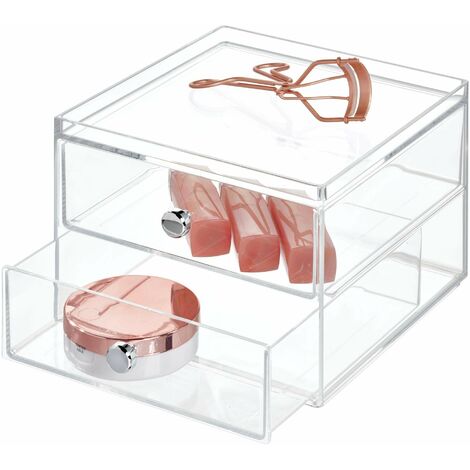 InterDesign Clarity Cassettiera a 2, 16.5x18x12.5 cm
