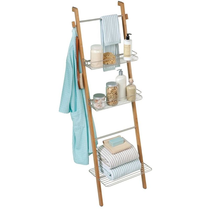 Metallo InterDesign Formbu Scaletta Portabiti Autoportante da Bagno con Mensole Beige