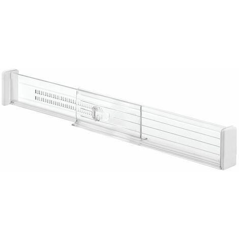 InterDesign Linus Confezione da 2 Divisore Organizzatore da Cassetto, Regolabile, Plastica, Trasparente, 6.35x34.61x52.71 cm
