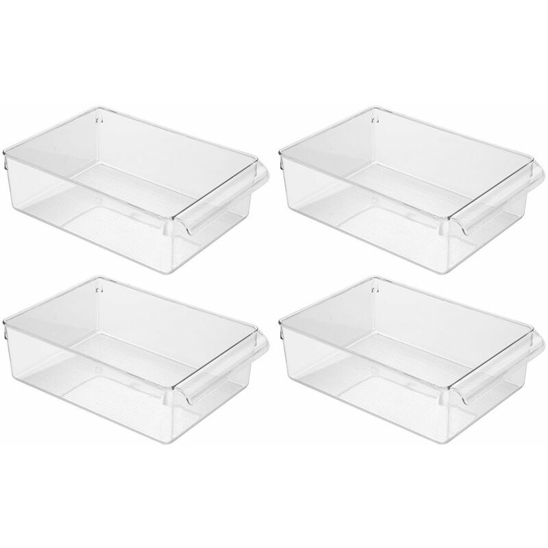 Image of IDesign Linus Organizer Cucina Multiuso, Grande Contenitore Cucina In Plastica Con Maniglie, Set Da 4 Box Cucina, Trasparente