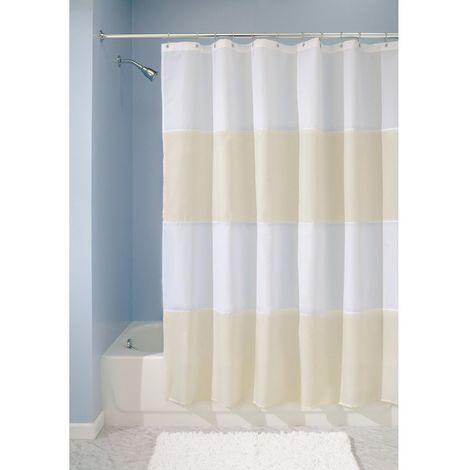 Tende Per Doccia Bagno.Interdesign Zeno Tenda Doccia In Tessuto Tende Per Doccia In Poliestere Lavabile Con Righe Orizzontali 183 0 Cm X 183 0 Cm Sabbia Bianco