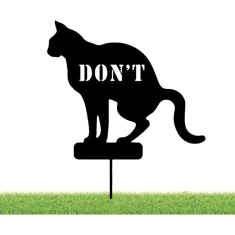 Interdiction de chie de chat slogan d'avertissement, insertion de terre en métal, décoration en fer forgé de jardin
