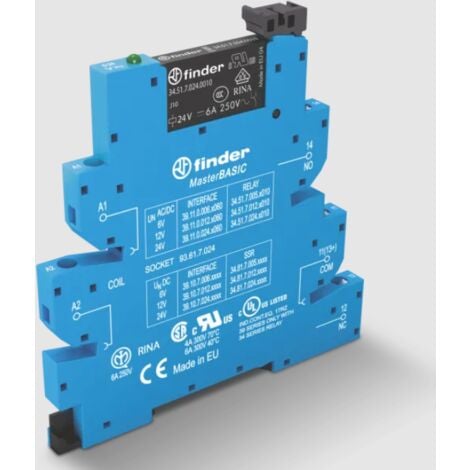 Interfaccia modulare a relé 1 scambio 6A 24V ac/dc Finder 391100240060