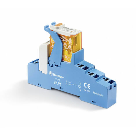 Interface 1RT 10A 12V DC étrier plastique bornes Push-in sortie d'automate FINDER 4CP190120050SPA