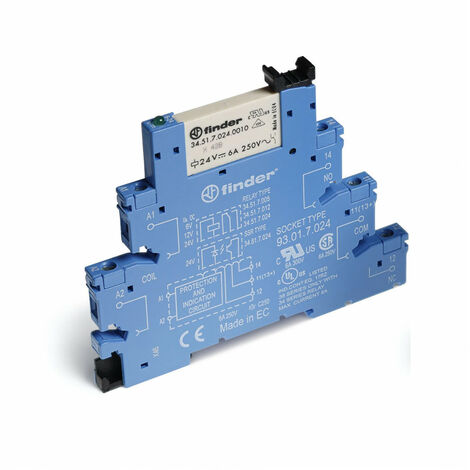 Interface 1RT 6A 125V DC AgSnO2 sans courant résiduel borne à cage FINDER 385131254060