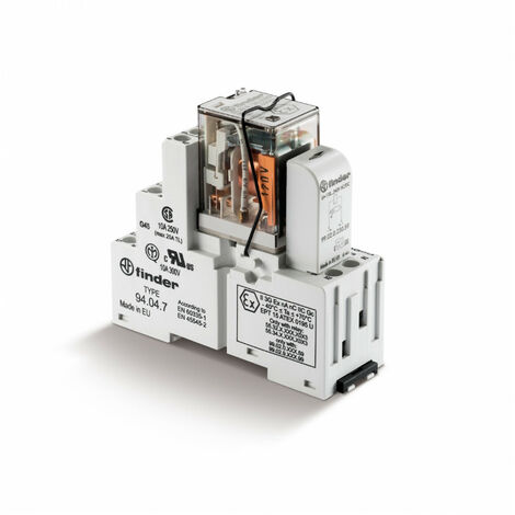 Interface 2RT 10A 24V DC étrier métal indic méca + LED+diode ATEX 413815 FINDER 583290240059SMA