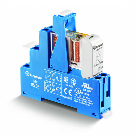 Interface 2RT 10A 24V DC étrier plastique bornes à cages AgNi+Au FINDER 483290245060SPA
